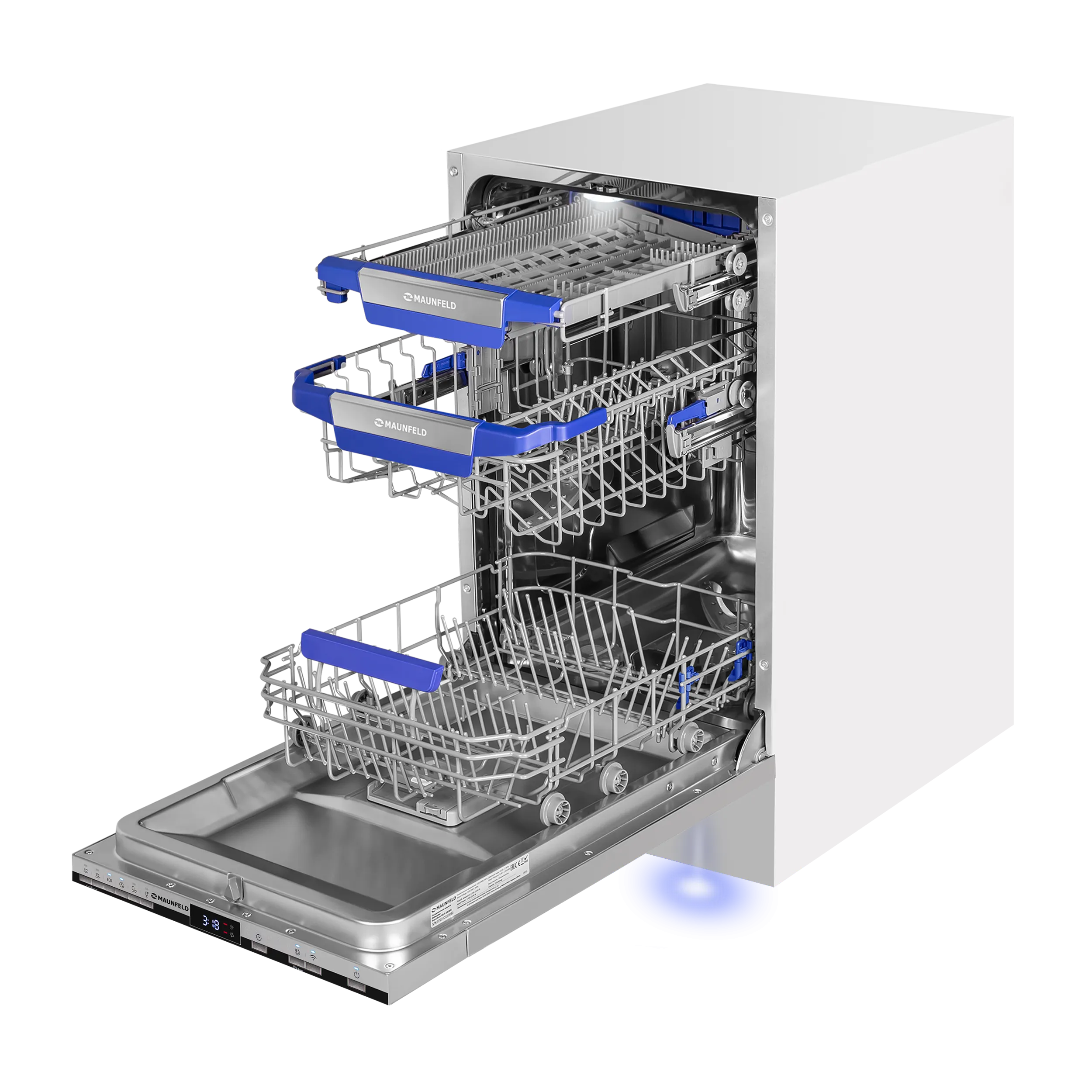 Посудомоечная машина с авто-открываниемMAUNFELD MLP45230 Light Beam Inverter Wi-Fi Нержавеющая сталь