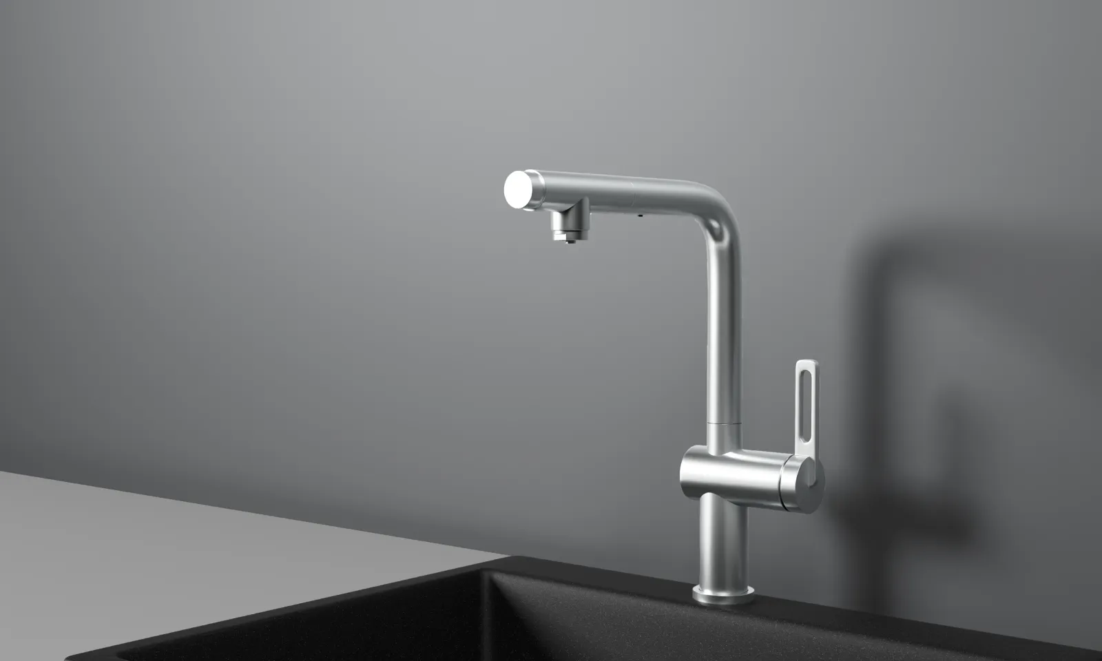 GR-8169, НЕРЖ, СМЕСИТЕЛЬ КУХОННЫЙ С ВЫДВИЖНЫМ ИЗЛИВОМ