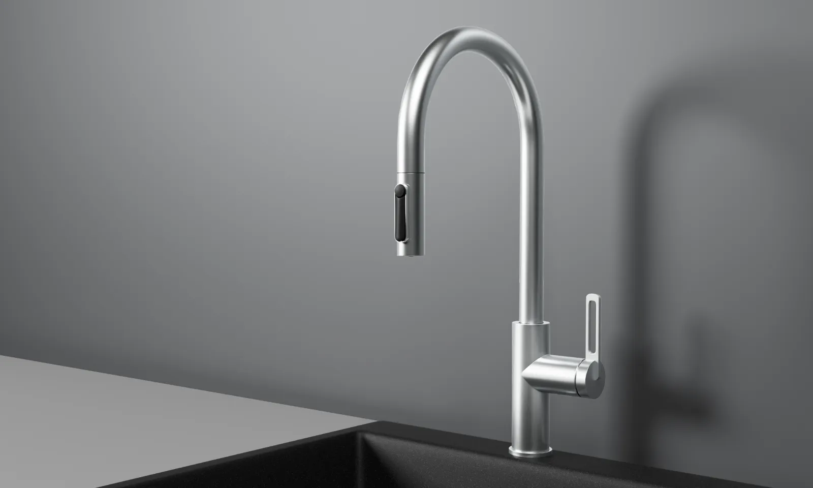 GR-8168, НЕРЖ, СМЕСИТЕЛЬ КУХОННЫЙ С ВЫДВИЖНЫМ ИЗЛИВОМ