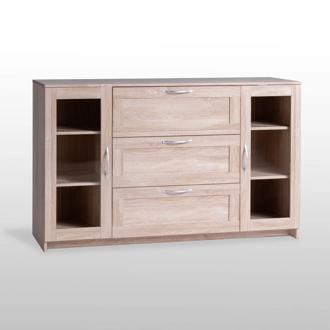 2.02.03.370.3 СИРИУС тумба 2 двери со стеклом и 3 ящика 156х95 сонома RU