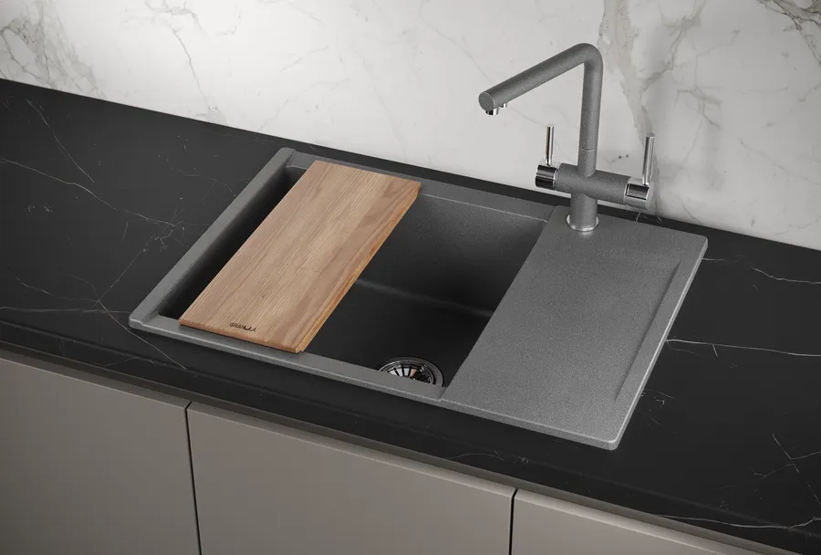 ES-7003, ГРАФИТ, кухонная мойка, кварц, ESTETICA