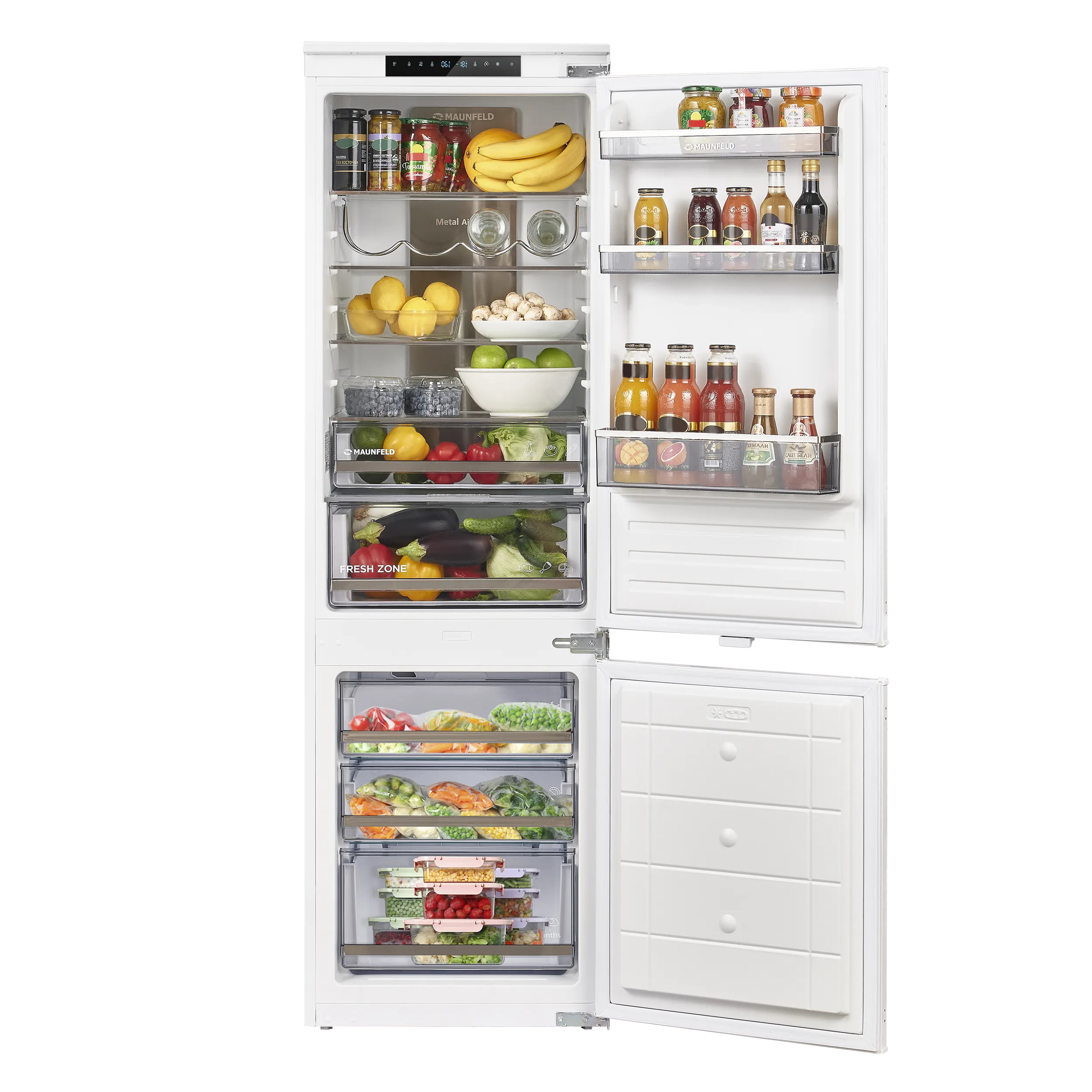 Встраиваемый холодильник NO FROST с инвертором MAUNFELD MBF17754NFWHGR LUX Inverter Белый