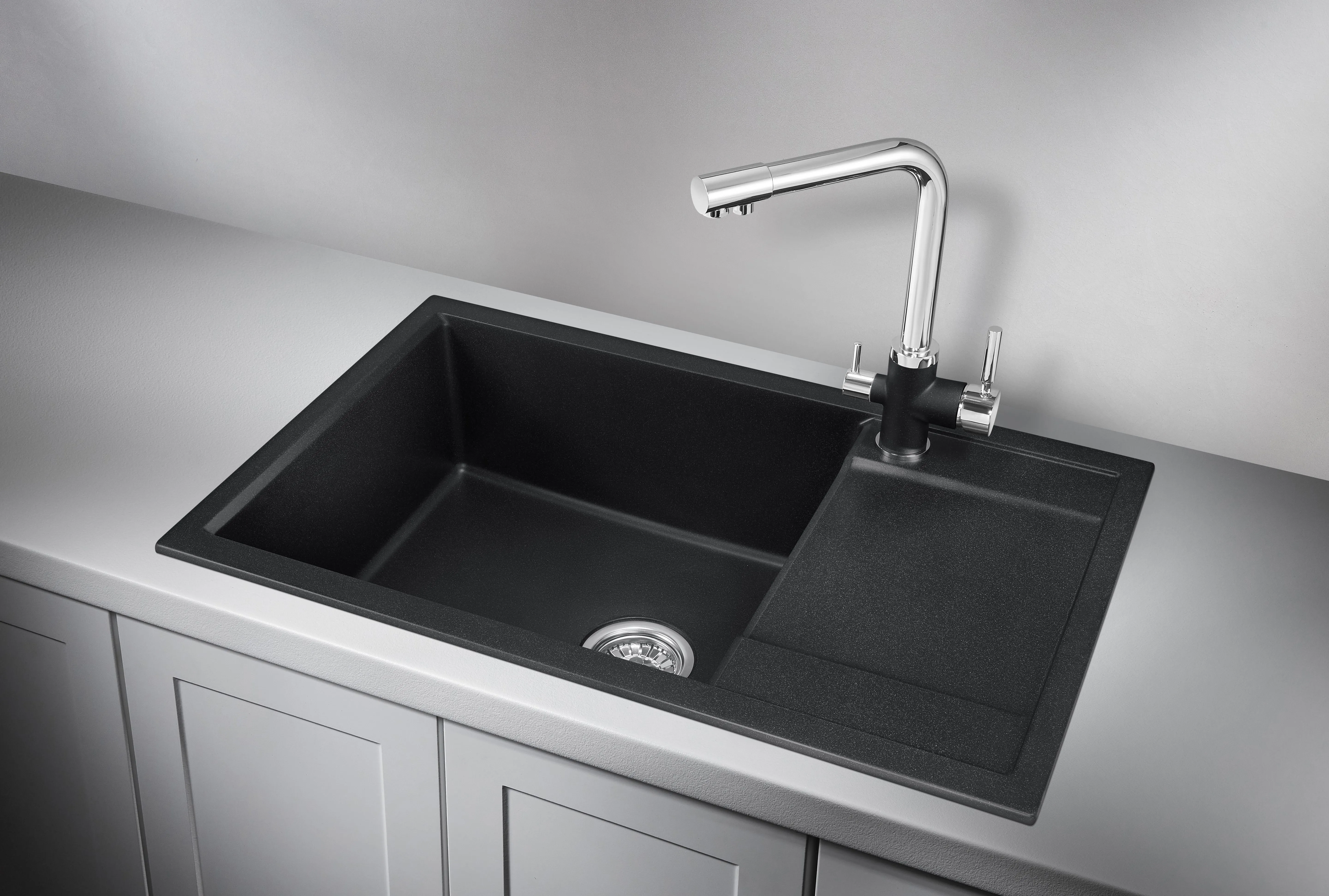 7805, ЧЁРНЫЙ, кухонная мойка, кварц