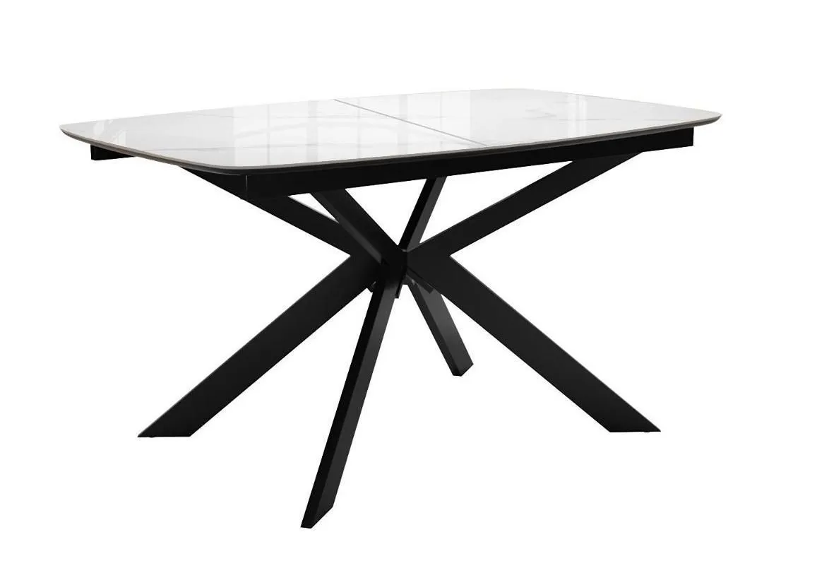 Стол DikLine BK140 керамика Carrara Gloss (мрамор глянец белый), подстолье черное, опоры черные
