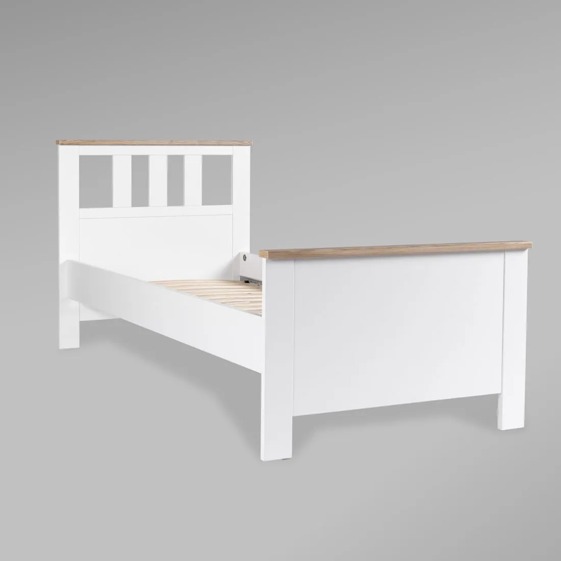 2.08.04.050.14 САГА кровать одинарная 90х200 белая/ясень