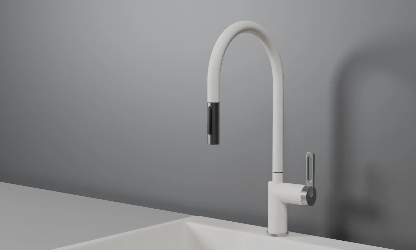 GR-8172, АРКТИК (БЕЛЫЙ), СМЕСИТЕЛЬ КУХОННЫЙ С ВЫДВИЖНЫМ ИЗЛИВОМ