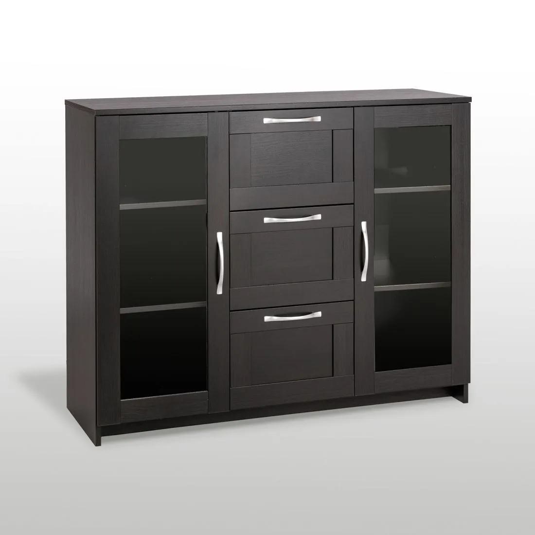 2.02.03.380.5 СИРИУС тумба 2 двери со стеклом и 3 ящика 117х95 Дуб Венге RU