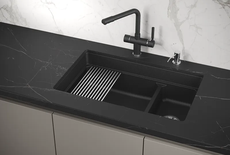 KS-7304U, ЧЁРНЫЙ  кухонная мойка, кварц