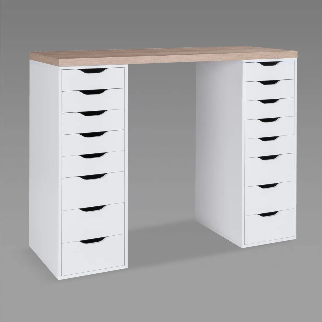 S00937 Ингар 2/88 стол письменный 140x106x55, дуб беленый/белый