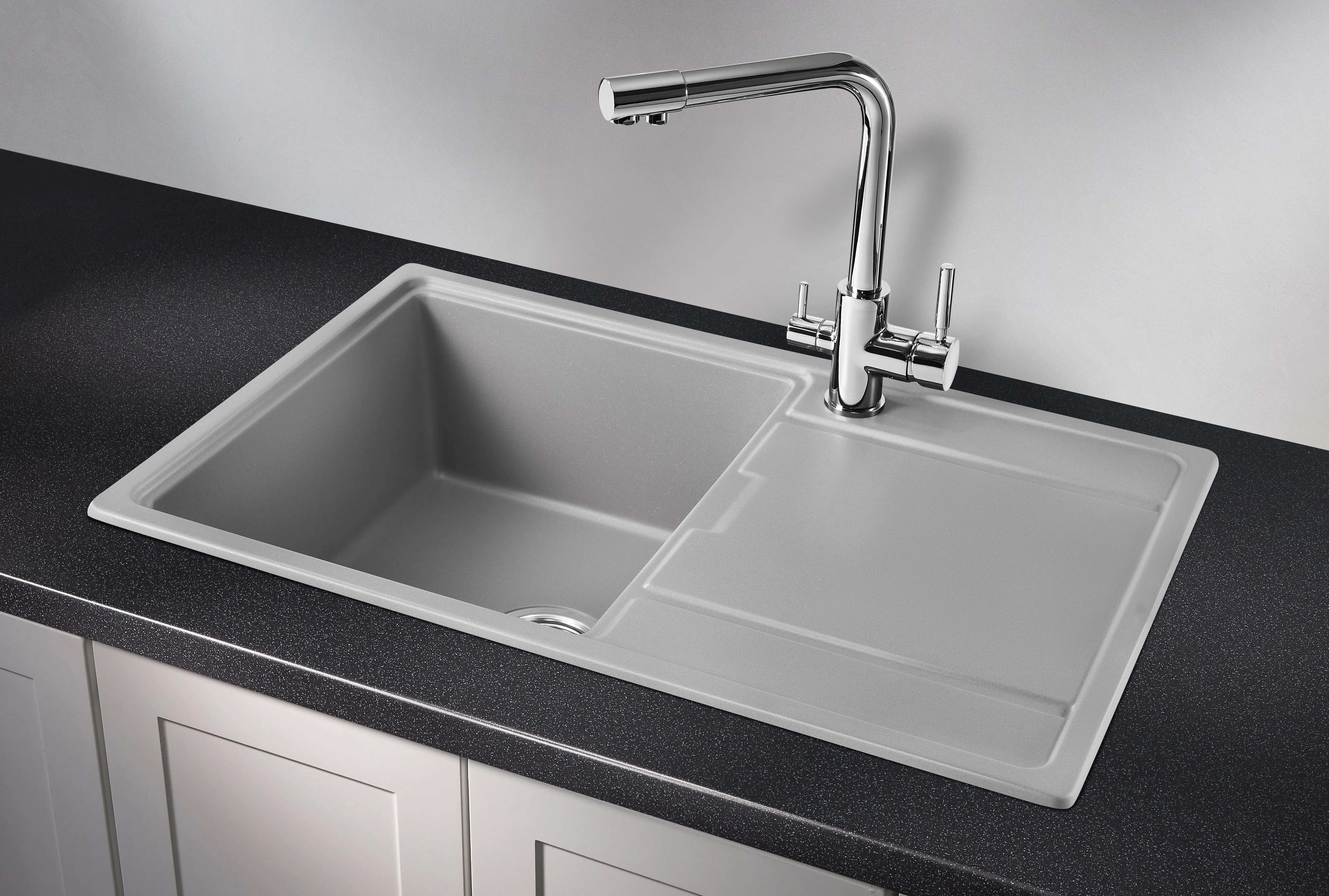 7804, АЛЮМИНИУМ, кухонная мойка, кварц