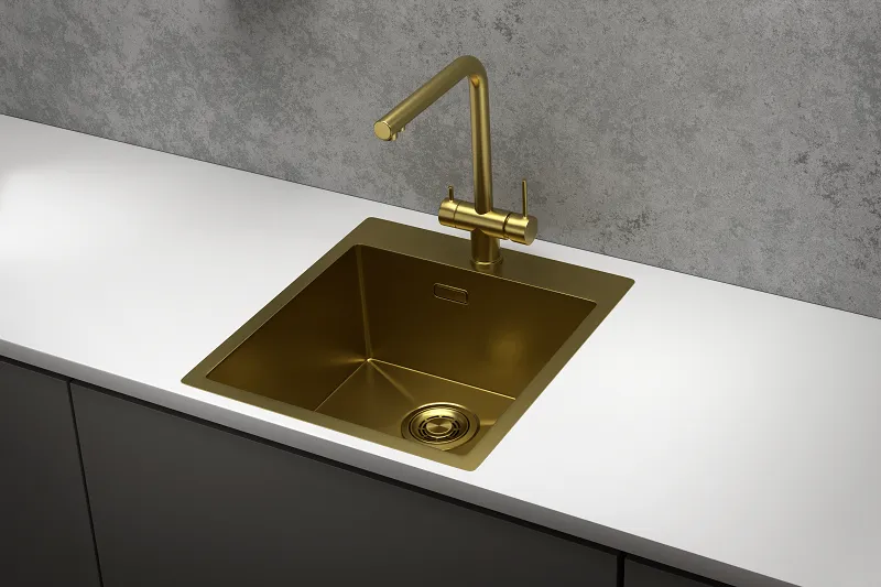 4600, ЗОЛОТО САТИН, стальная кухонная мойка