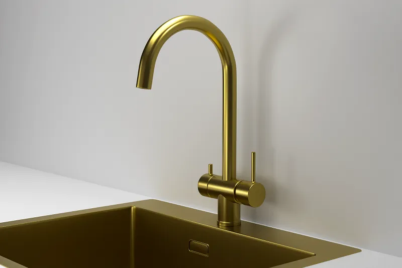 KS-7104, ЗОЛОТО САТИН, СМЕСИТЕЛЬ КУХОННЫЙ