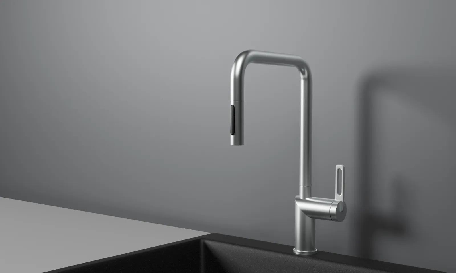 GR-8173, НЕРЖ, СМЕСИТЕЛЬ КУХОННЫЙ С ВЫДВИЖНЫМ ИЗЛИВОМ