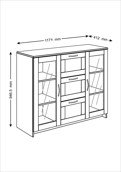 2.02.03.380.3 СИРИУС тумба 2 двери со стеклом и 3 ящика 117х95 сонома RU
