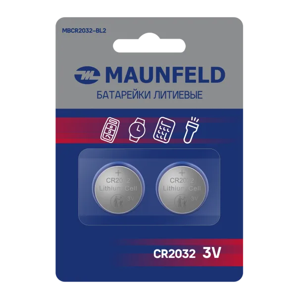 Батарейки MAUNFELD Lithium CR2032 MBCR2032-BL2, блистер 2 шт.