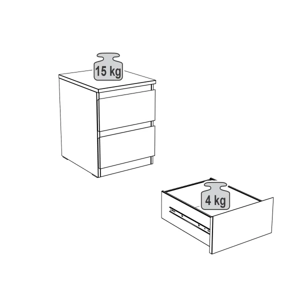 2.05.03.010.1 МАЛЬТА тумба 2 ящика 40х54 белая RU