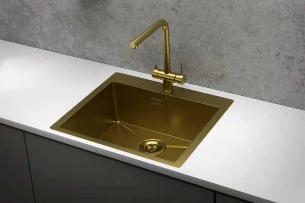 5951, ЗОЛОТО САТИН, стальная кухонная мойка