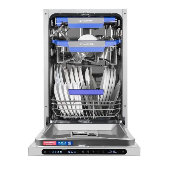 Посудомоечная машина авто-открыванием MAUNFELD MLP45331T Light Beam Wi-Fi Нержавеющая сталь