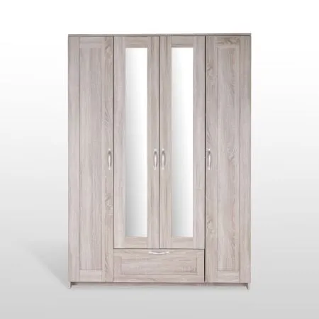 2.02.01.520.3 СИРИУС шкаф 4 двери и 1 ящик 156х59х220 сонома RU (с 2 зеркалами)