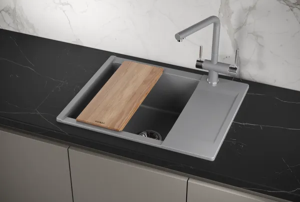 ES-6202, АЛЮМИНИУМ, кухонная мойка, кварц, ESTETICA