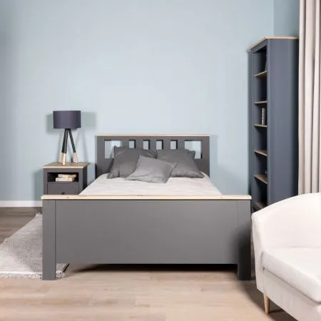 2.08.04.060.15 САГА кровать двойная 140х200 серая/ясень