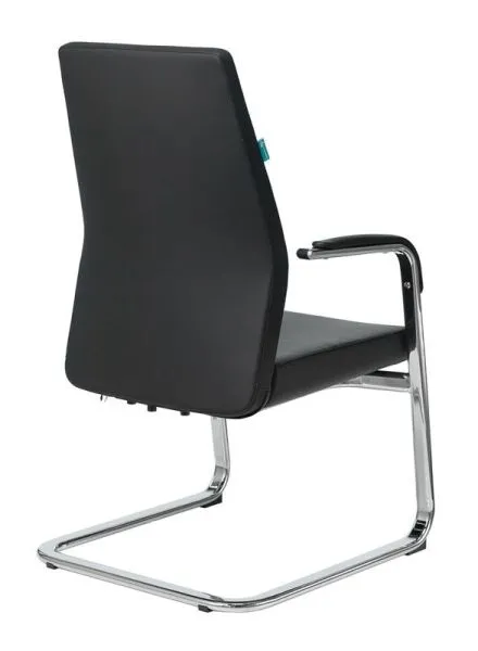 Кресло Бюрократ _JONS-LOW-V черный кожа низк.спин. полозья металл хром