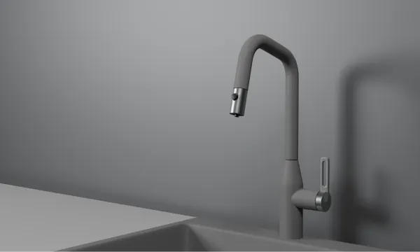 GR-8171, АЛЮМИНИУМ, СМЕСИТЕЛЬ КУХОННЫЙ С ВЫДВИЖНЫМ ИЗЛИВОМ