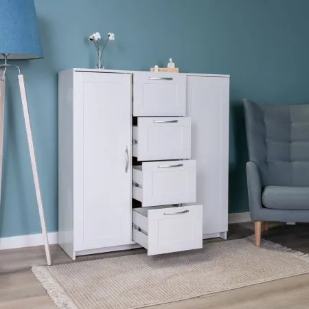 2.02.03.350.1 СИРИУС тумба 2 двери и 4 ящика 117х123 белая RU