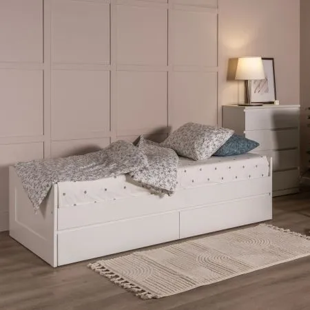 2.02.08.460.1 СИРИУС кровать раздвижная с ящиками 80х200 белая RU