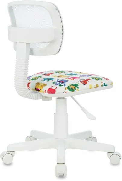 Кресло детское Бюрократ CH-W299 белый TW-15 сиденье мультиколор монстры сетка/ткань крестов. пластик пластик белый