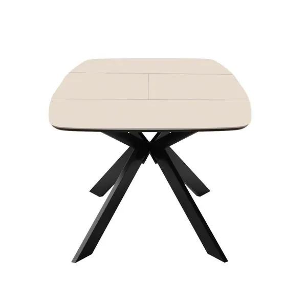 Стол DikLine BK140 керамика Krater Perla (бежевый матовый), подстолье черное, опоры черные