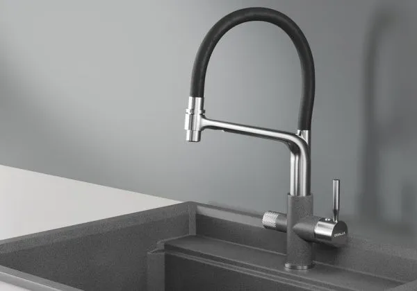 0075, ГРАФИТ (ЧЁРНО-СЕРЫЙ), СМЕСИТЕЛЬ КУХОННЫЙ