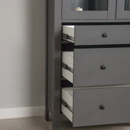 2.08.07.130.4 САГА шкаф с витриной 90 серый RU