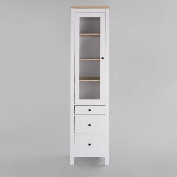 2.08.07.120.14 САГА шкаф с витриной 50 белый/ясень RU