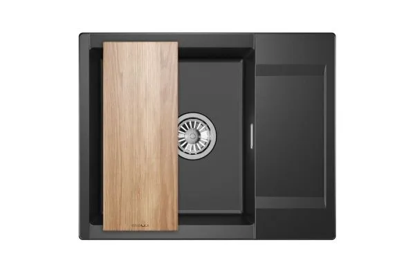 ES-6202, ШВАРЦ (чёрный металлик), кухонная мойка, кварц, ESTETICA