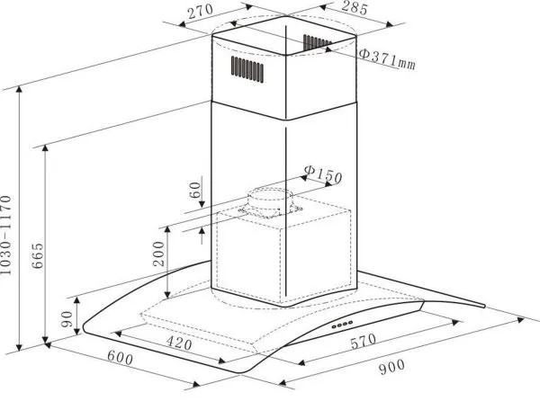 Кухонная вытяжка MAUNFELD Ancona PlusA Glass Isla 90 Белый