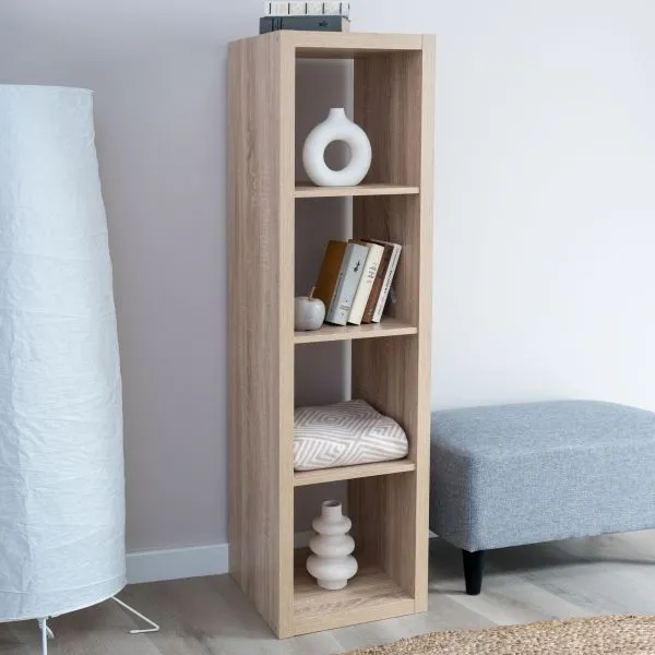 S00630 Фора 4Л стеллаж 146x41х38, дуб беленый