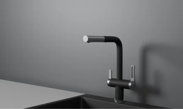 GR-8170, ЧЕРНЫЙ, СМЕСИТЕЛЬ КУХОННЫЙ С ВЫДВИЖНЫМ ИЗЛИВОМ