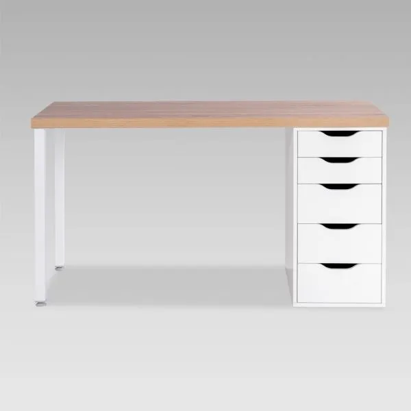 Стол письменный Ингар 2/5Т 140x75x55, дуб беленый/белый