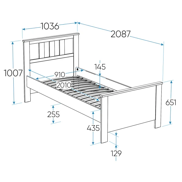 2.08.04.050.4 САГА кровать одинарная 90х200 серая