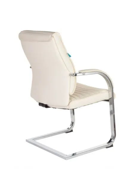 Кресло Бюрократ T-8010-LOW-V слоновая кость экокожа низк.спин. полозья металл хром