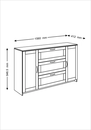 2.02.03.290.5 СИРИУС тумба 2 двери и 3 ящика 156х95 Дуб Венге RU