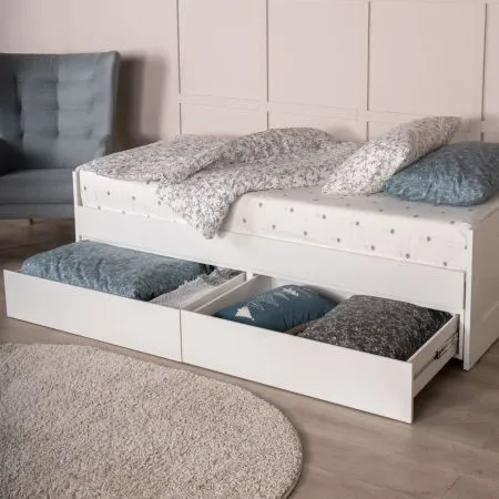 2.02.08.460.1 СИРИУС кровать раздвижная с ящиками 80х200 белая RU