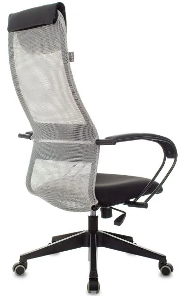 Кресло руководителя Бюрократ CH-607 светло-серый TW-02 сиденье черный сетка/ткань с подголов. крестов. пластик