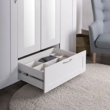 2.02.01.520.1 СИРИУС шкаф 4 двери и 1 ящик 156х59х220 белый RU (с 2 зеркалами)