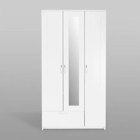 2.02.01.510.1 СИРИУС шкаф 3 двери и 1 ящик 117х59х220 белый RU (с 1 зеркалом)