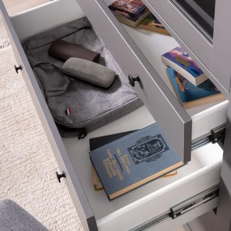 2.08.07.130.15 САГА шкаф с витриной 90 серый/ясень RU