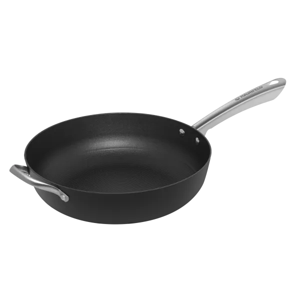 Глубокая сковорода MAUNFELD HOWARD MDP30LCL15 из облегченного чугуна со стеклянной крышкой, 30 см Графитовый