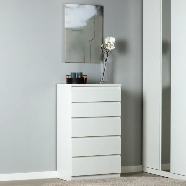 2.03.02.070.1 КАСТОР комод 5 ящиков RU белый