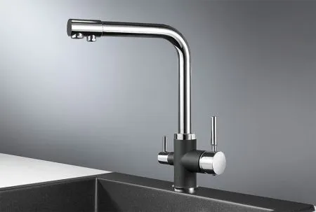 3015, XРОМ/ЧЁРНЫЙ, СМЕСИТЕЛЬ КУХОННЫЙ